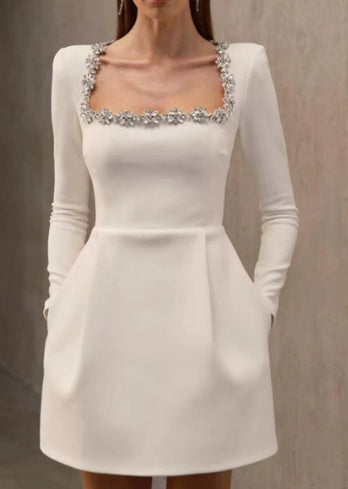 Elegantes A-Linien-Kleid "Natalie" mit Blumenmuster und Strassbesatz