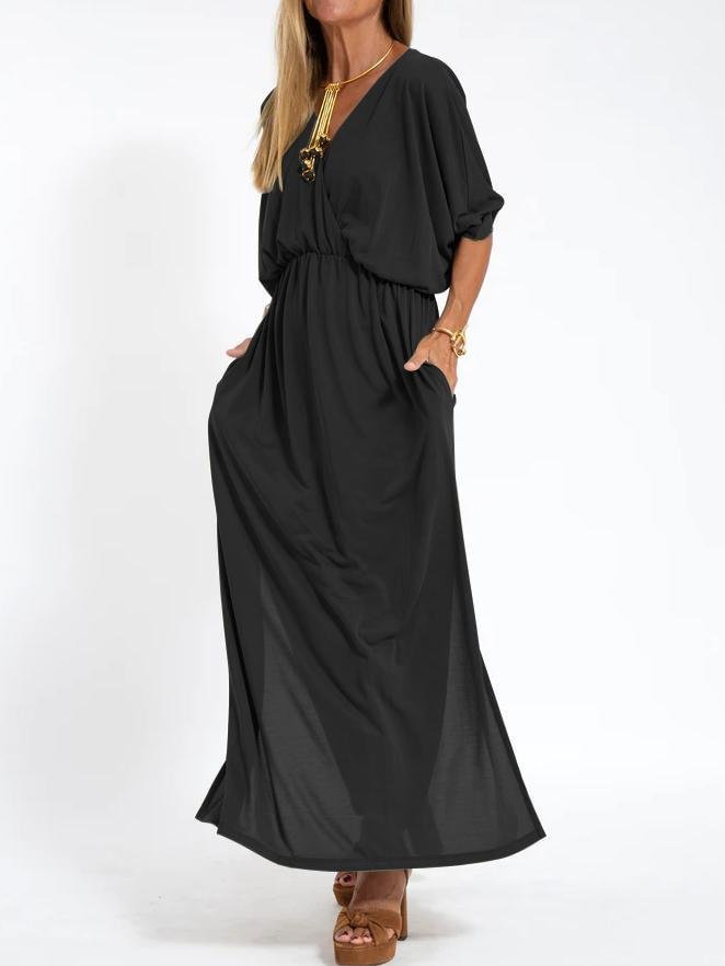 Hochtailliertes Kleid von Fudus mit Schlitz und V-Ausschnitt