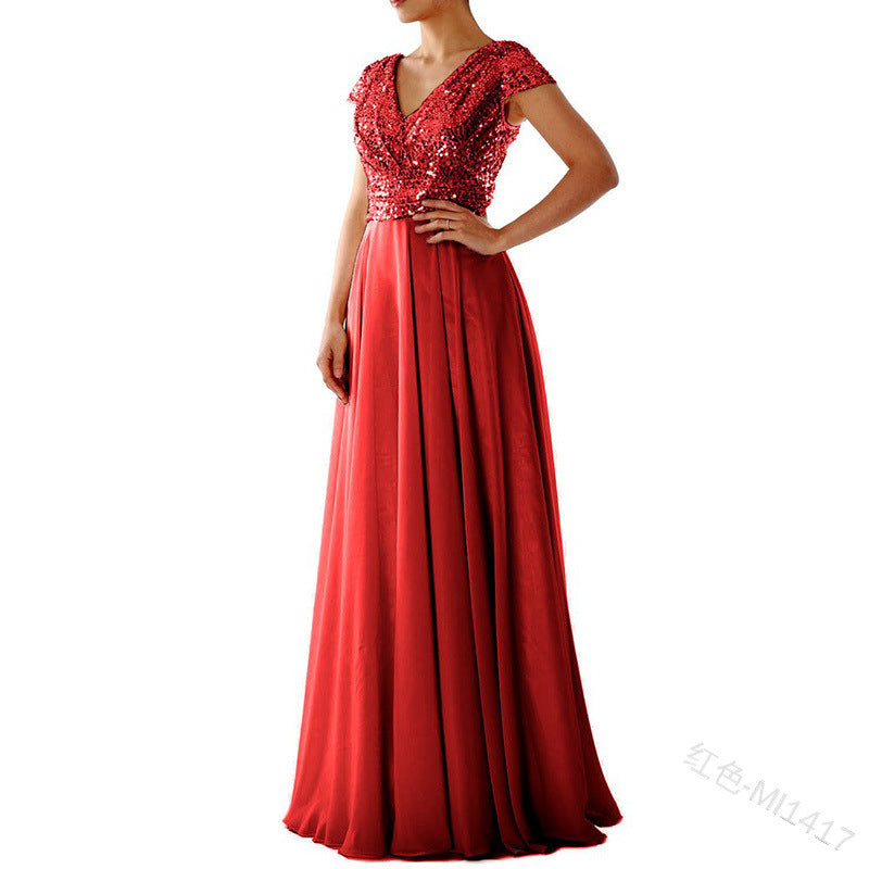 Elegantes Chiffon-Abendkleid mit glamourösen Pailletten von Fudus