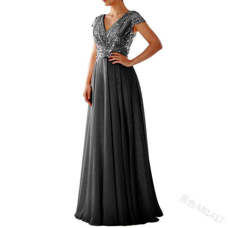 Elegantes Chiffon-Abendkleid mit glamourösen Pailletten von Fudus