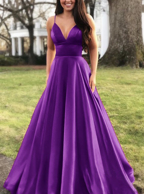 Fudus Elegantes Abendkleid mit V-Ausschnitt und Trägern