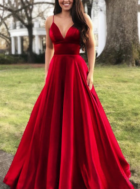 Fudus Elegantes Abendkleid mit V-Ausschnitt und Trägern