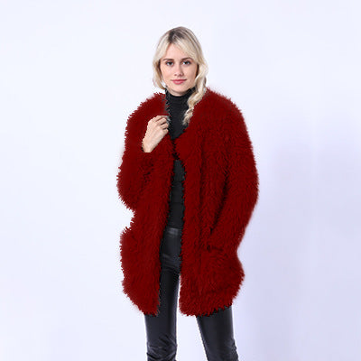 Damen Flauschiger Überwurf aus Kunstpelz Amawinc