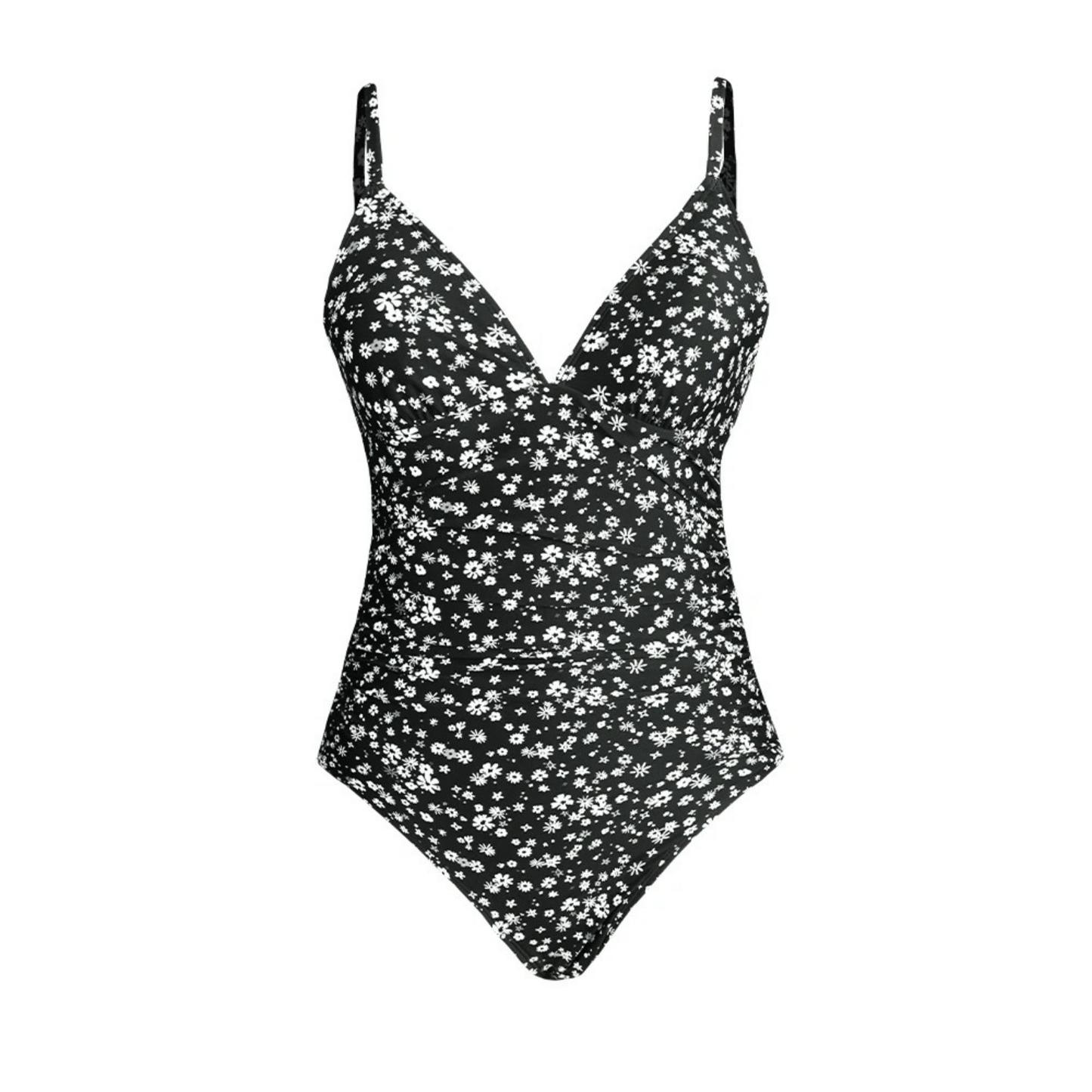 Maillot De Bain Une Pièce Femme Texture Côtelée Col En V Bretelles Réglables Imprimé Floral Nordisk Flair