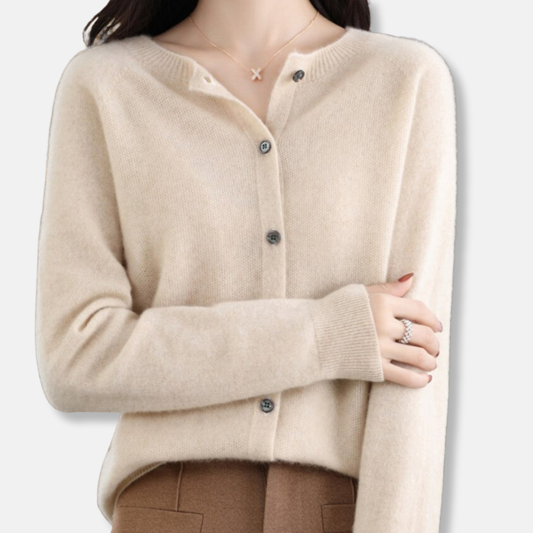 Isla Cardigan Regular Fit en Mérinos à Boutons Devant Maille côtelée pour Femme Chic