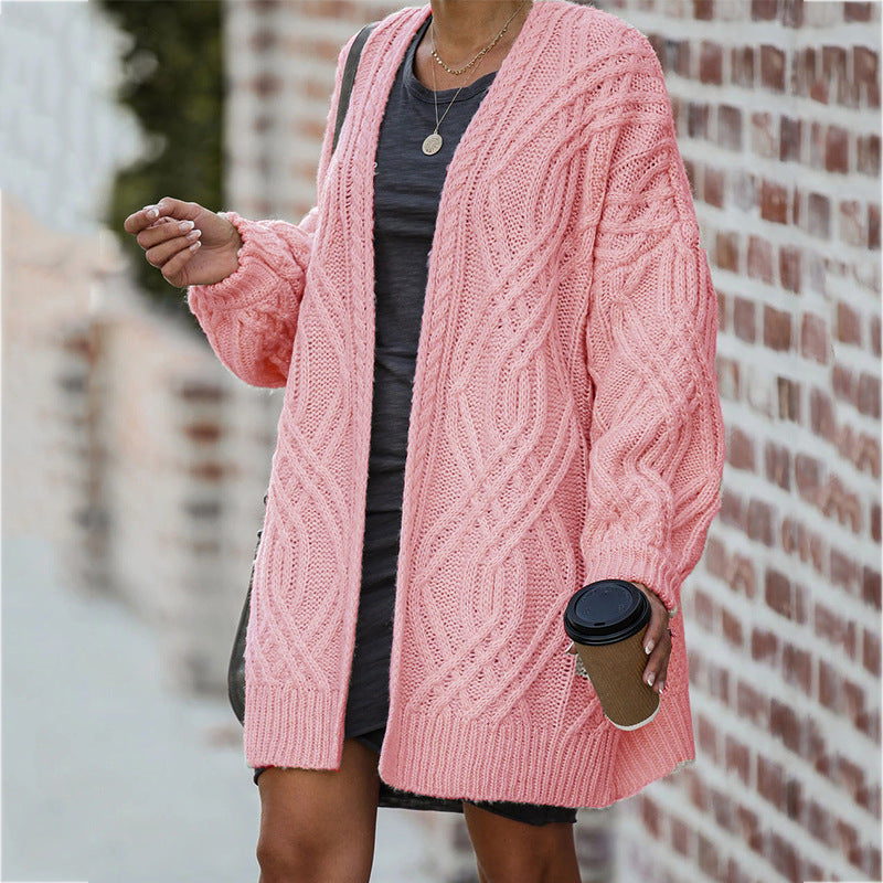 Damen Grobstrickcardigan mit elegantem Zopfmuster und lässigem Schnitt Amawinc