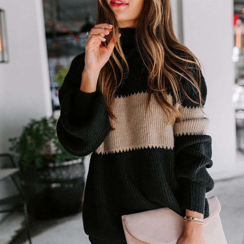 Damen modischer Strickpullover mit innovativer Farbkombination und strukturiertem Design Amawinc