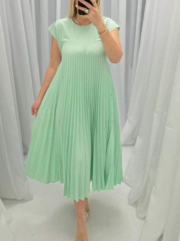 Kurzes, gefaltetes Sommerkleid von Fudus mit Rundhalsausschnitt