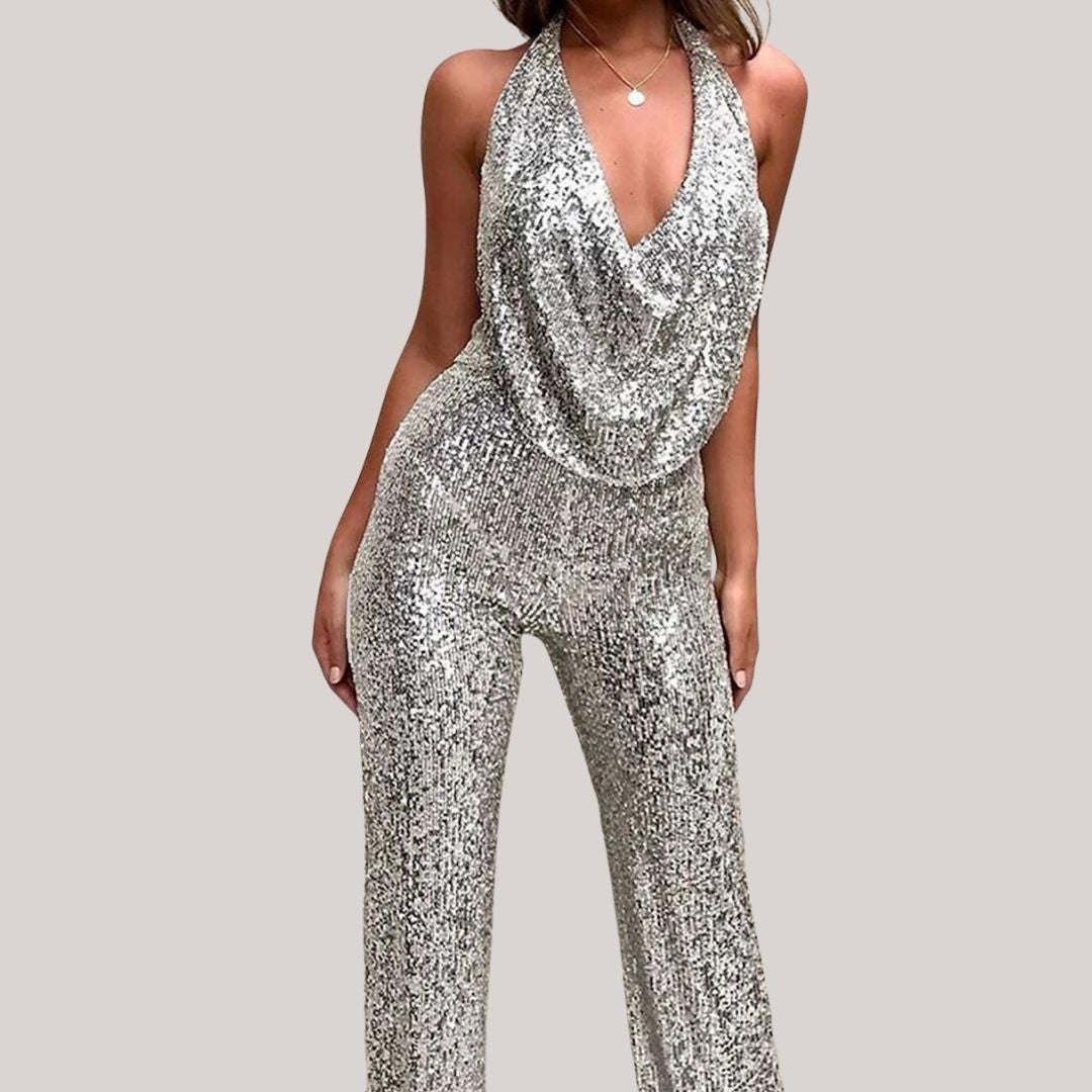 Melody Combinaison À Sequins Étincelants À Col Halter Glamour Pour Soirées Éblouissantes Et Fêtes Sur Les Toits