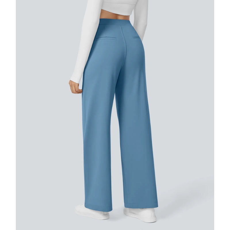 Pallo Pantalon Taille Haute Évasé Pour Travail Avec Poches Latérales Et Plis Avant