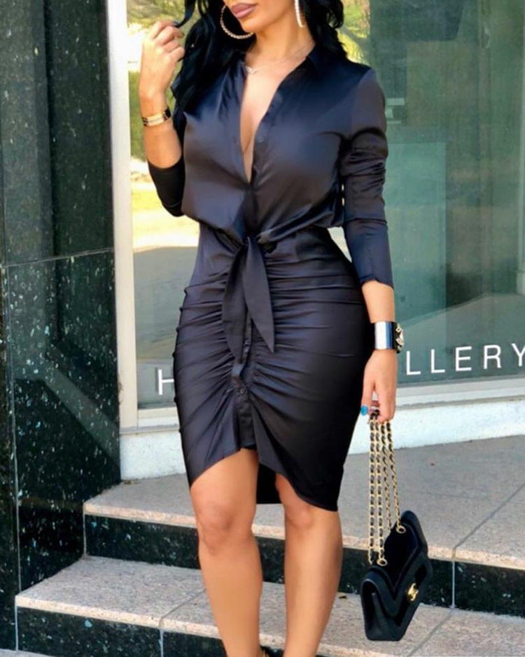 Edles Damen-Midi-Kleid mit Schnürung in Uni
