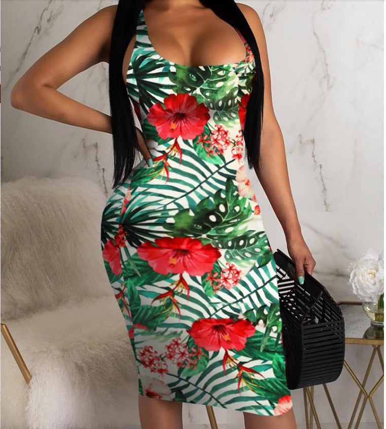 Boho Sommerkleid ohne Ärmel mit Blumenmuster von Fudus