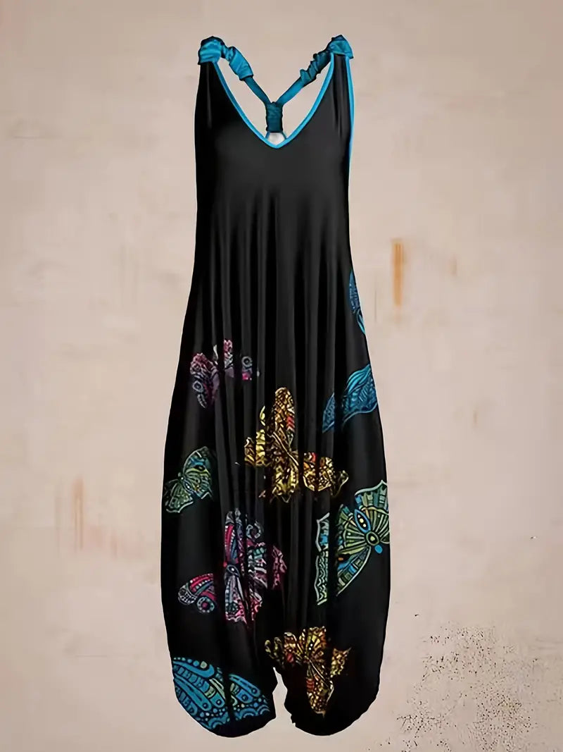 Edith Jumpsuit: V-Neck, All-Over Print