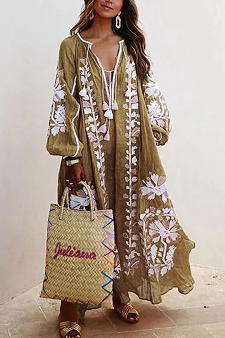 Boho-Kleid mit Blumenmuster in langer Ausführung