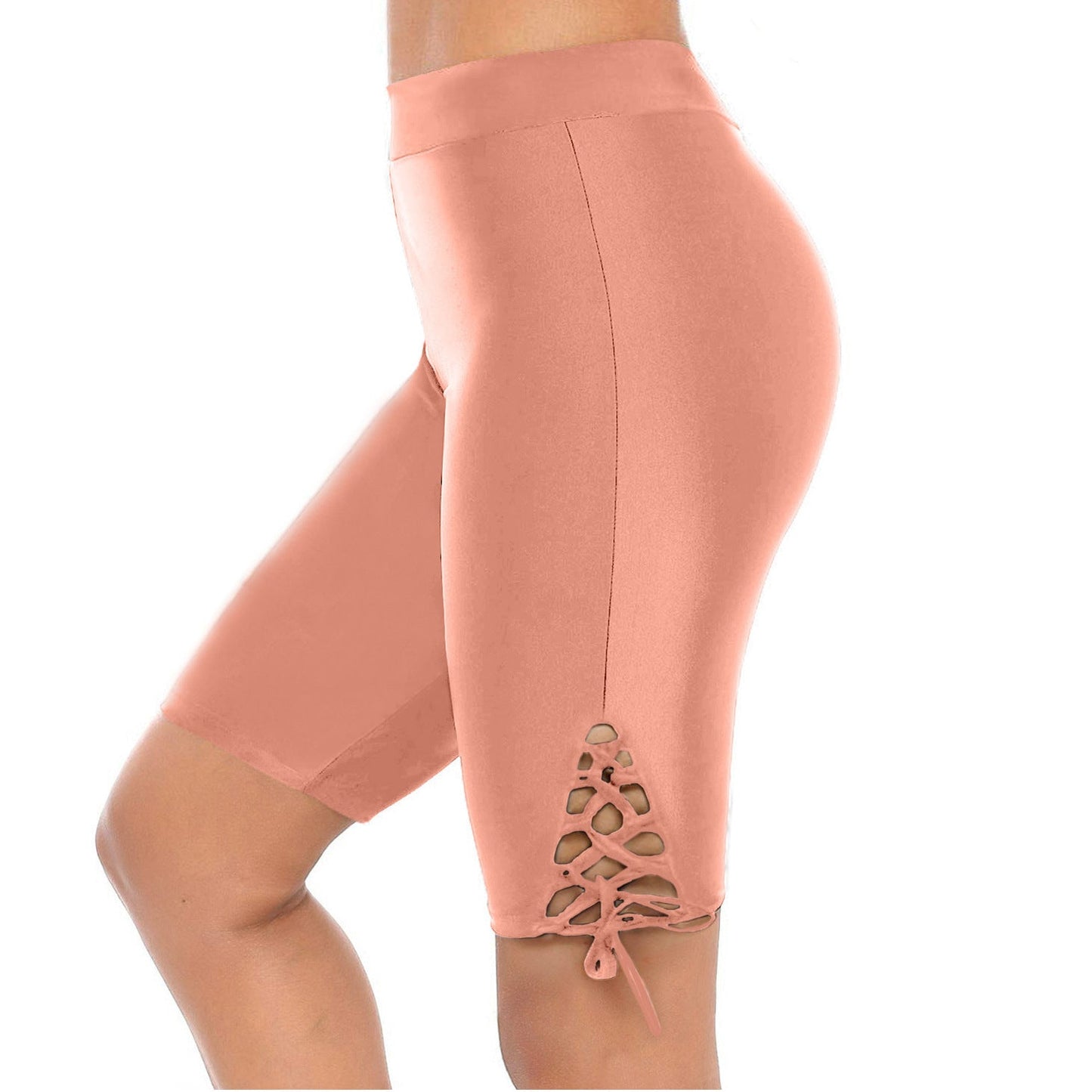 Damen Sportliche Radlerhose mit dekorativen Schnürdetails Amawinc