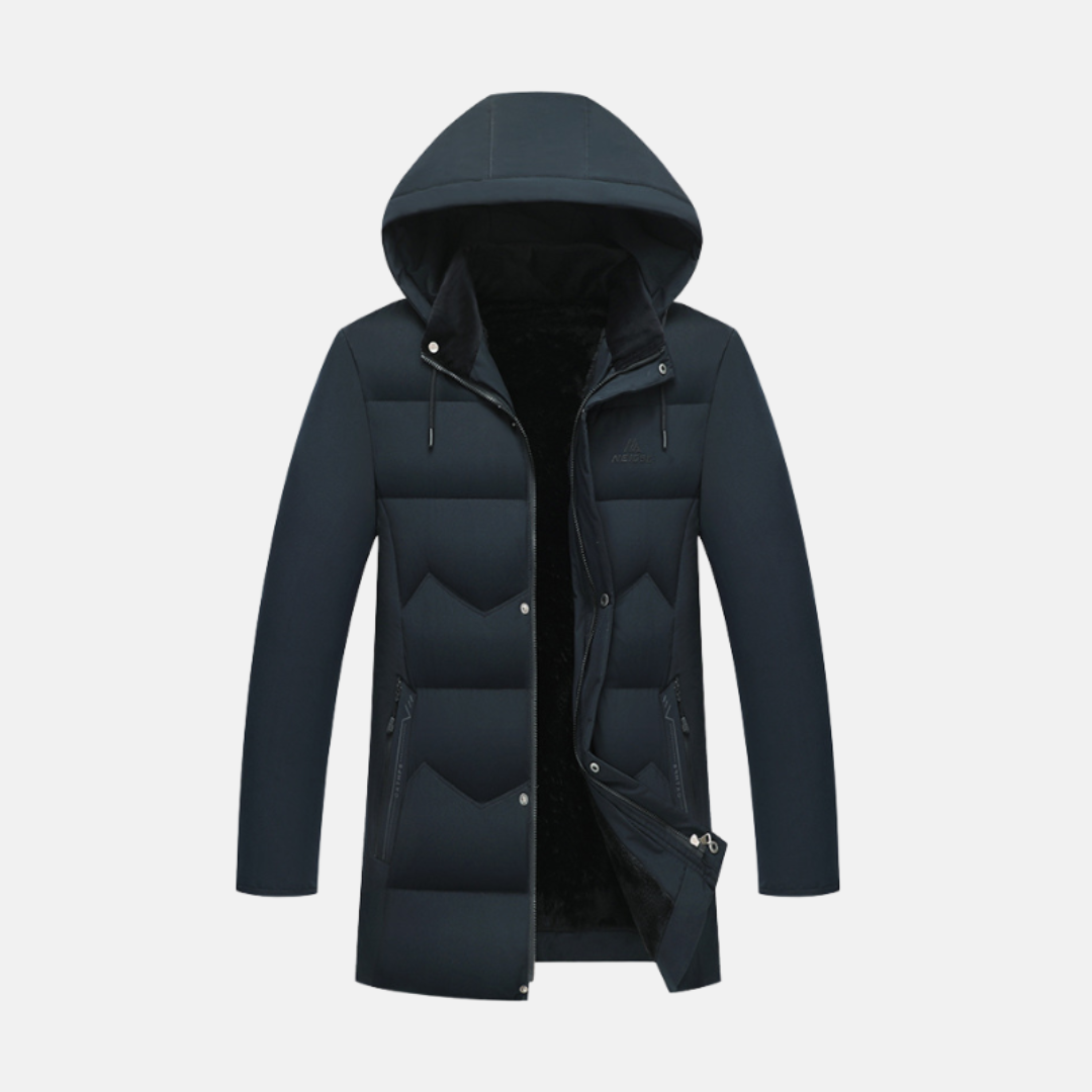 Manteau Matelassé Homme Capuche Doublure Peluche Résistant Aux Intempéries Coupe Régulière Amawinc