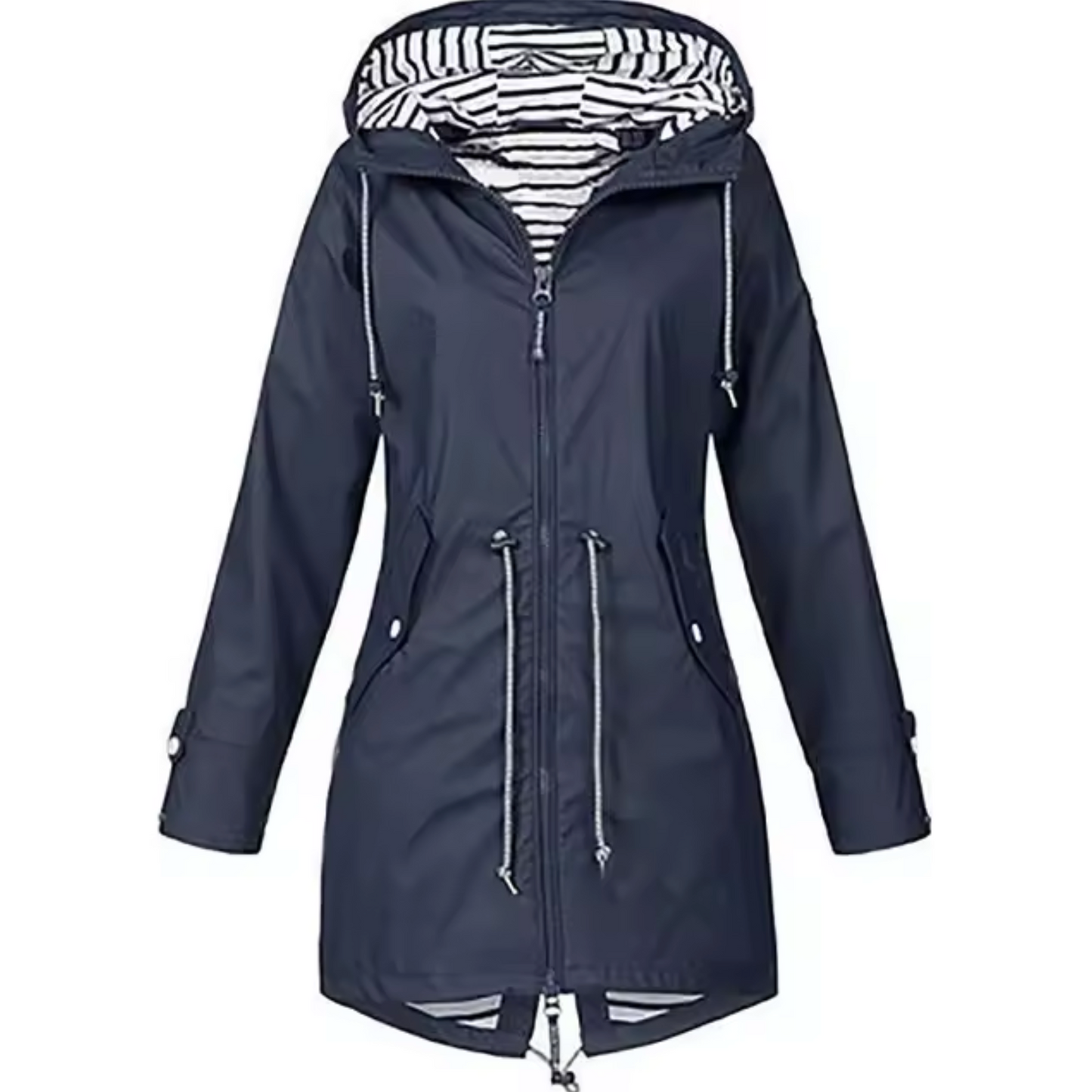 Veste Imperméable Pour Femme Étanche Longue Avec Capuche Doublée Et Taille Réglable