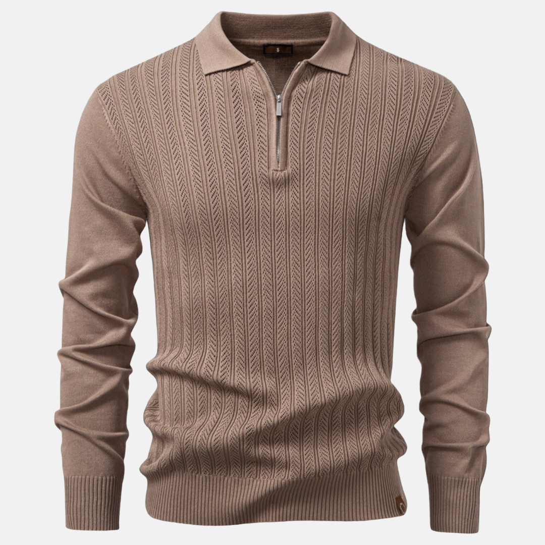 Pull En Maille Mélange Slim Fit Avec Col Polo Demi Zip Pour Style Smart Casual Homme