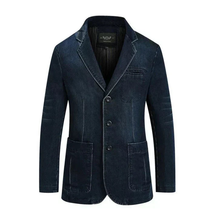 Blazer Denim Homme Aiden Moderne Couture Polyvalent Pour Soirées Et Bureau Style Décontracté