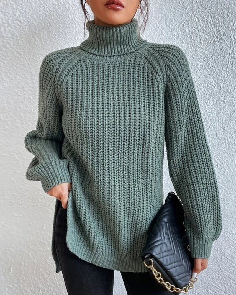 Beatrice Pull Femme Col Roulé Tricot À Côtes Hivernale Chaud Et Élégant Pour La Mode