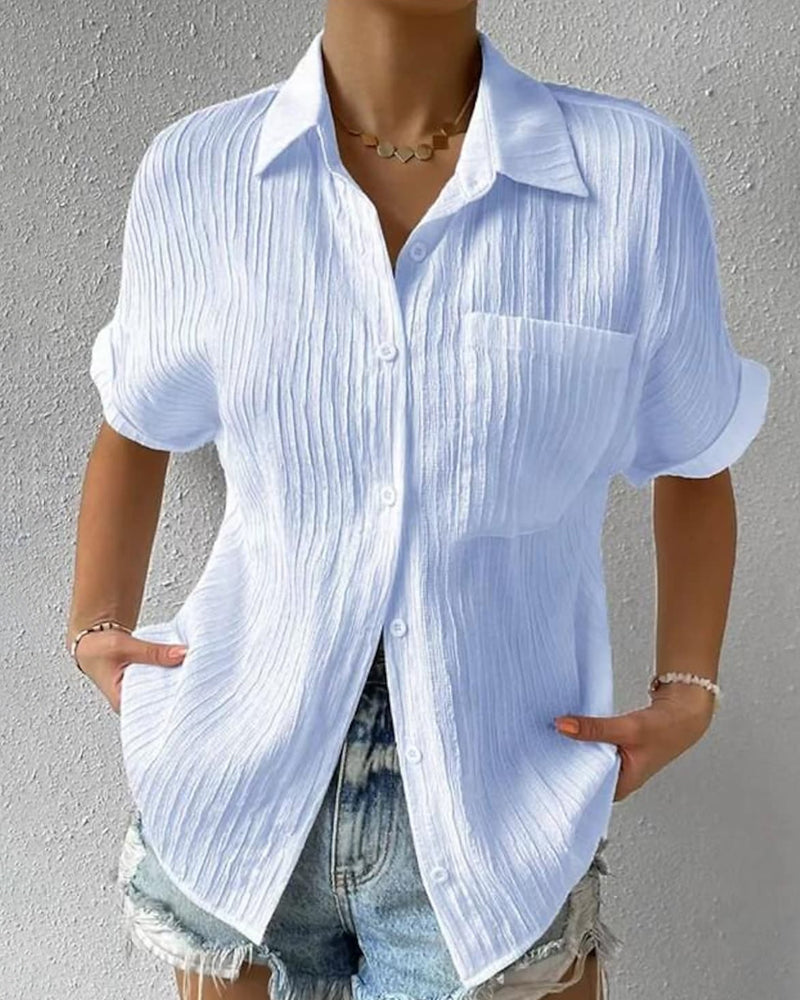 Bequeme Bluse von Bonafita Meritt mit kurzen Ärmeln und Hemdkragen