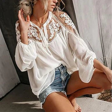 Zyana Spitzen-Mesh-Top