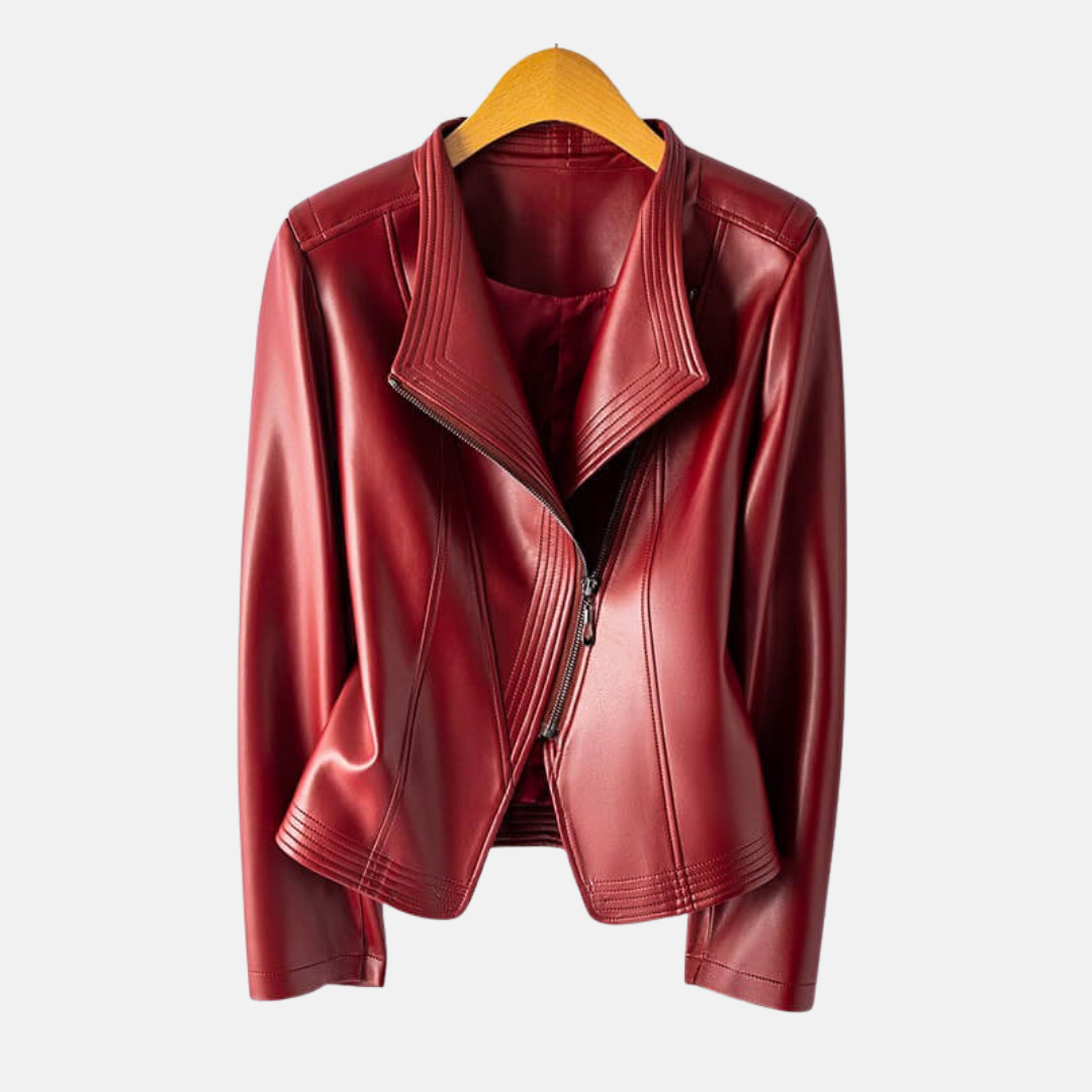 Veste Femme En Similicuir Courte Col Debout Zip Asymétrique Pour Automne Chic Et Polyvalente