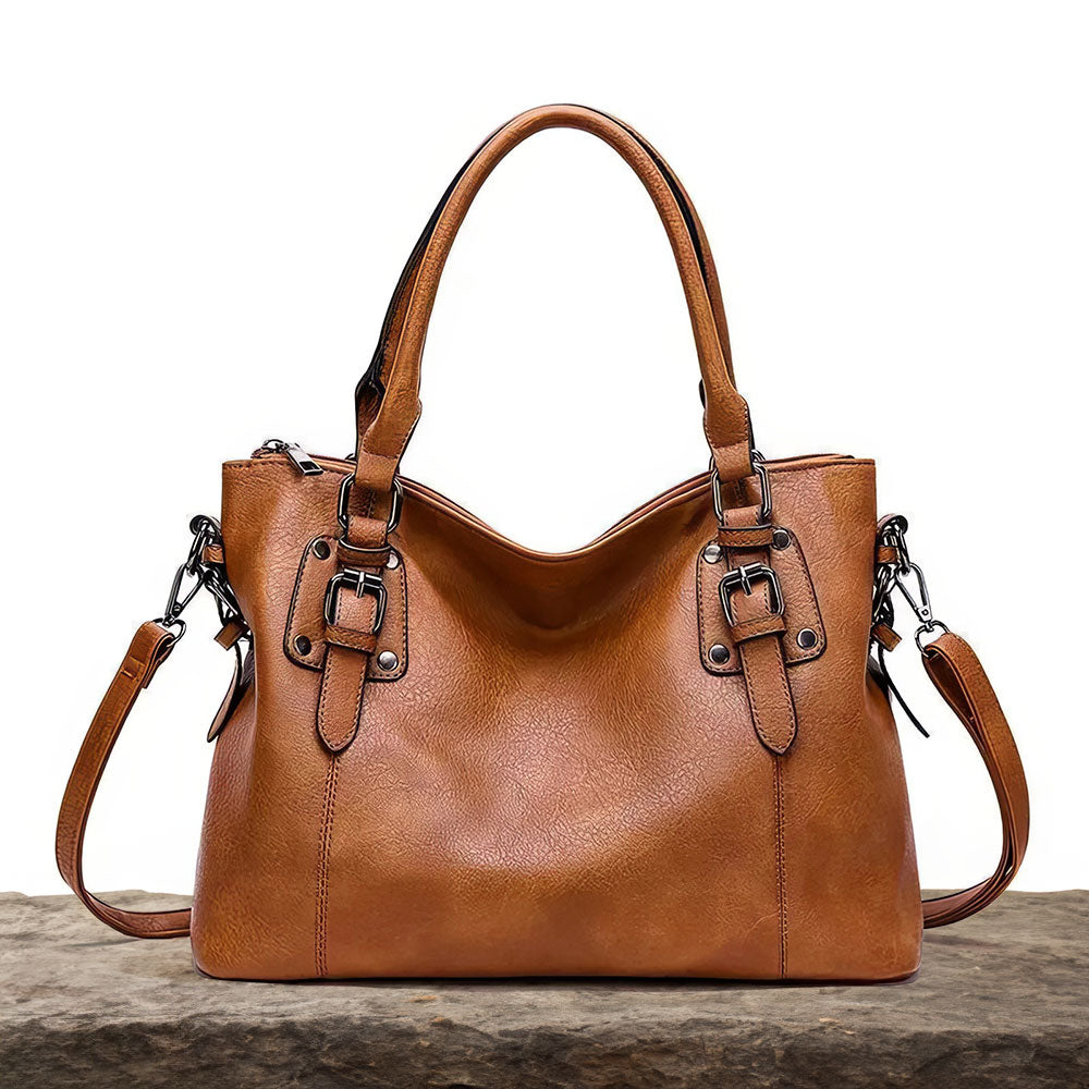 Sarah - Vegan Leather Structured Shoulder Bag - Amawinc