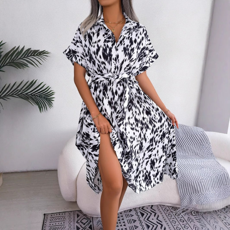 Robe Rosarié Amawinc Confortable Avec Motif Audacieux Pour Été Et Escapades Décontractées En Tissu Léger Et Drapé