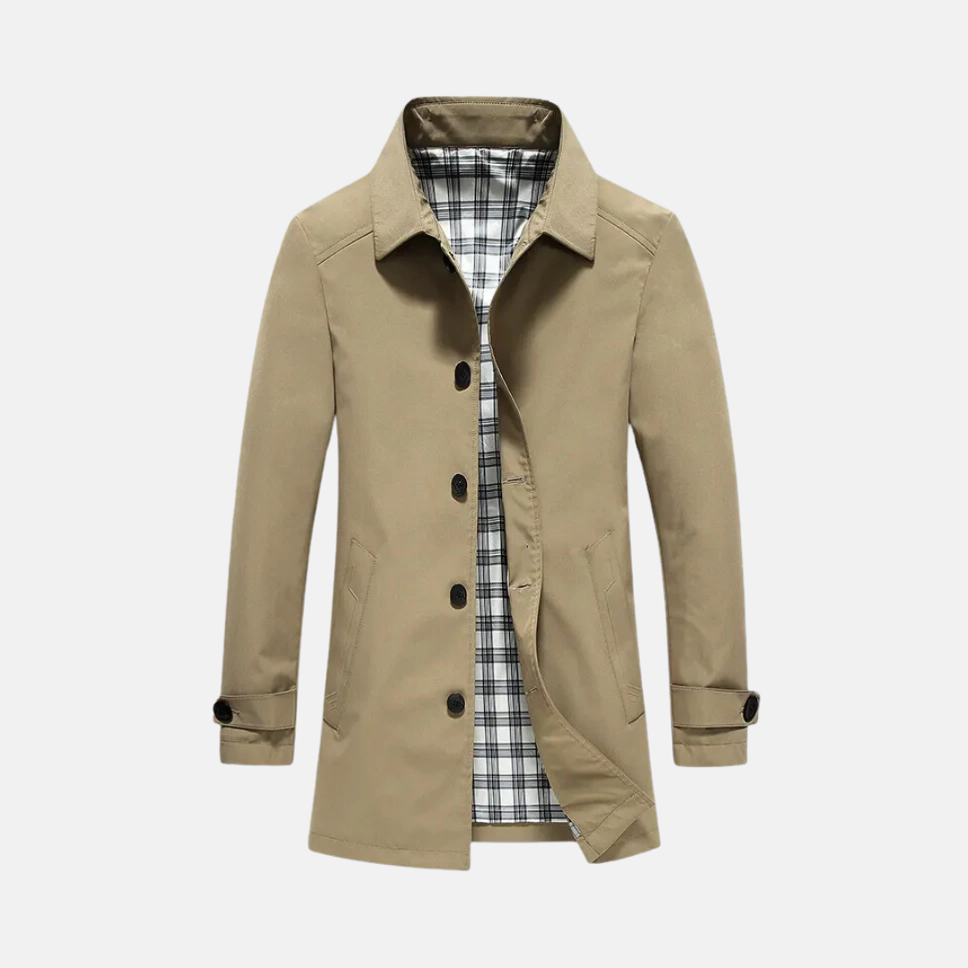 Amawinc Veste Homme Mi Longue Avec Doublure À Carreaux Col À Revers Fermeture Boutons Coupe Ajustée À Normale