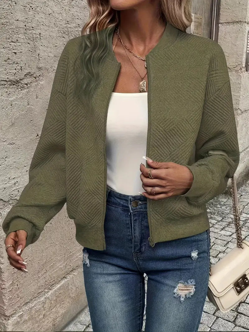 Amawinc Emma Veste Cardigan Zippé Hiver Pour Femmes Bleu Vif Confort Quotidien Style Décontracté Avec Fermeture Éclair
