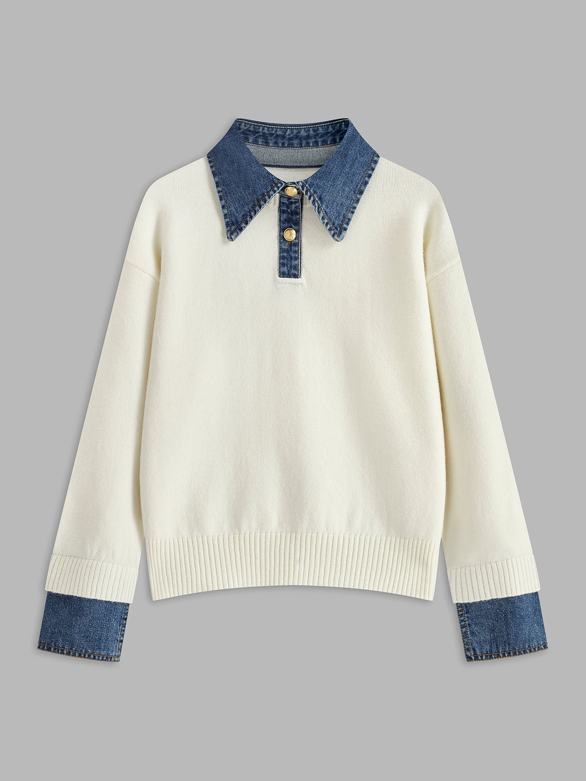 Pull Deux En Un Avec Col Panneau Boutons Métal Design Décontracté Élégant Tricot Pour Loisirs Maison Vacances Travail