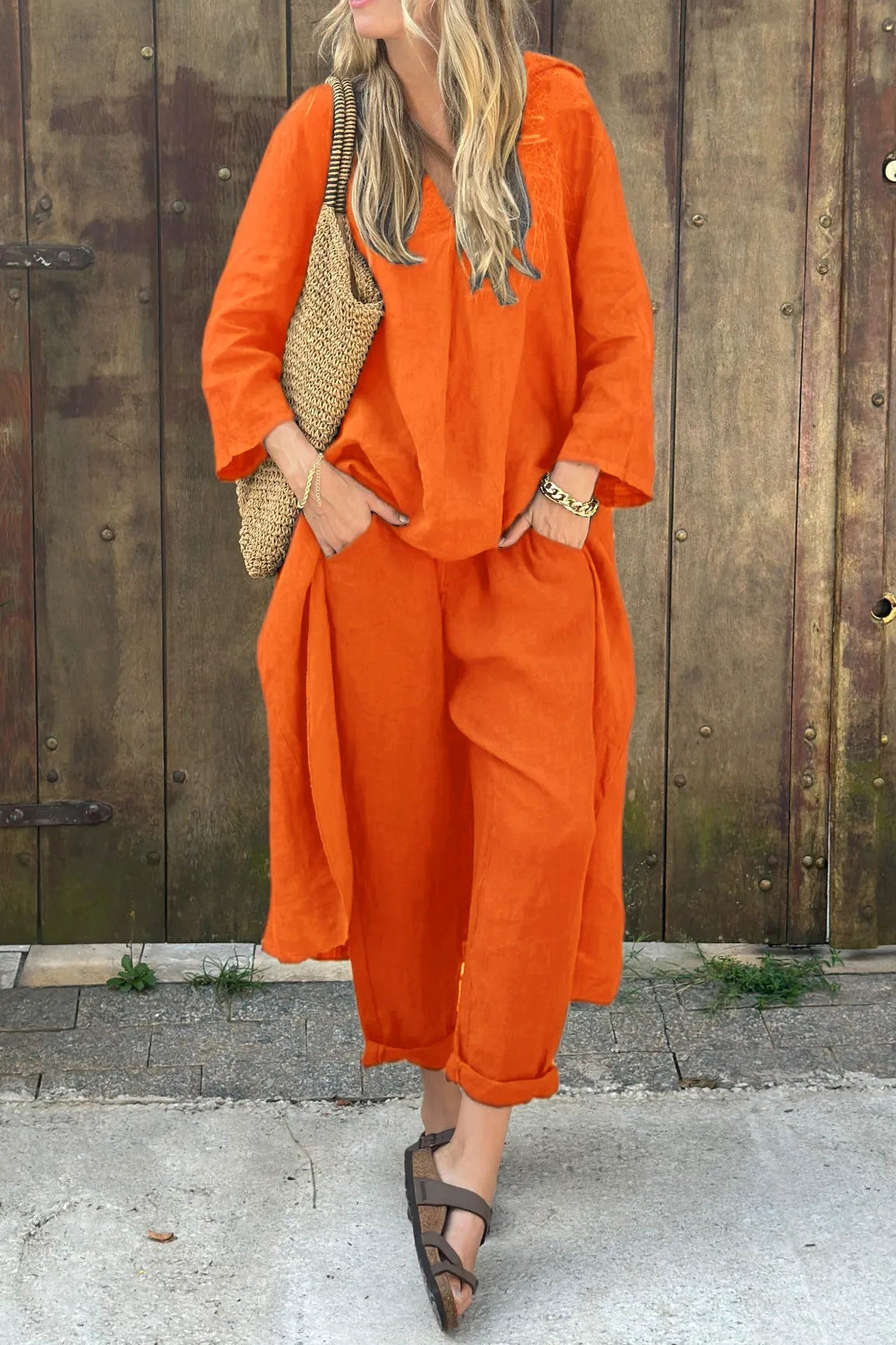 Florence Ensemble Tunique Longue Décontractée et Pantalon Pour Femme Élégance Quotidienne