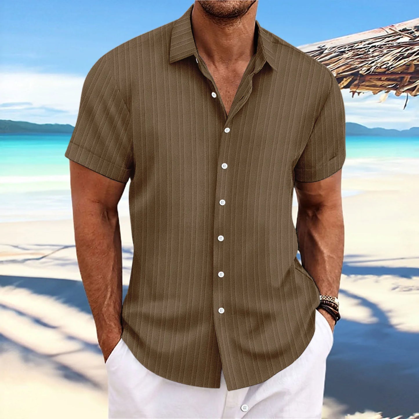 Baumwoll-Strandhemd für Herren im klassischen Stil