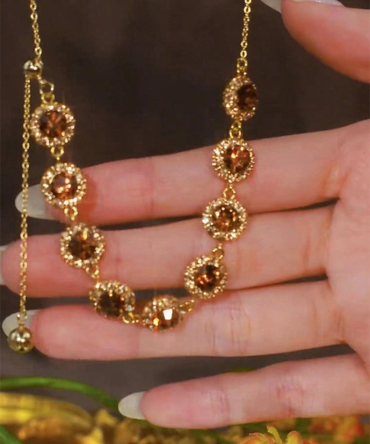 Collier lariat en alliage de zirconium et cristal de café 2025 - Amawinc