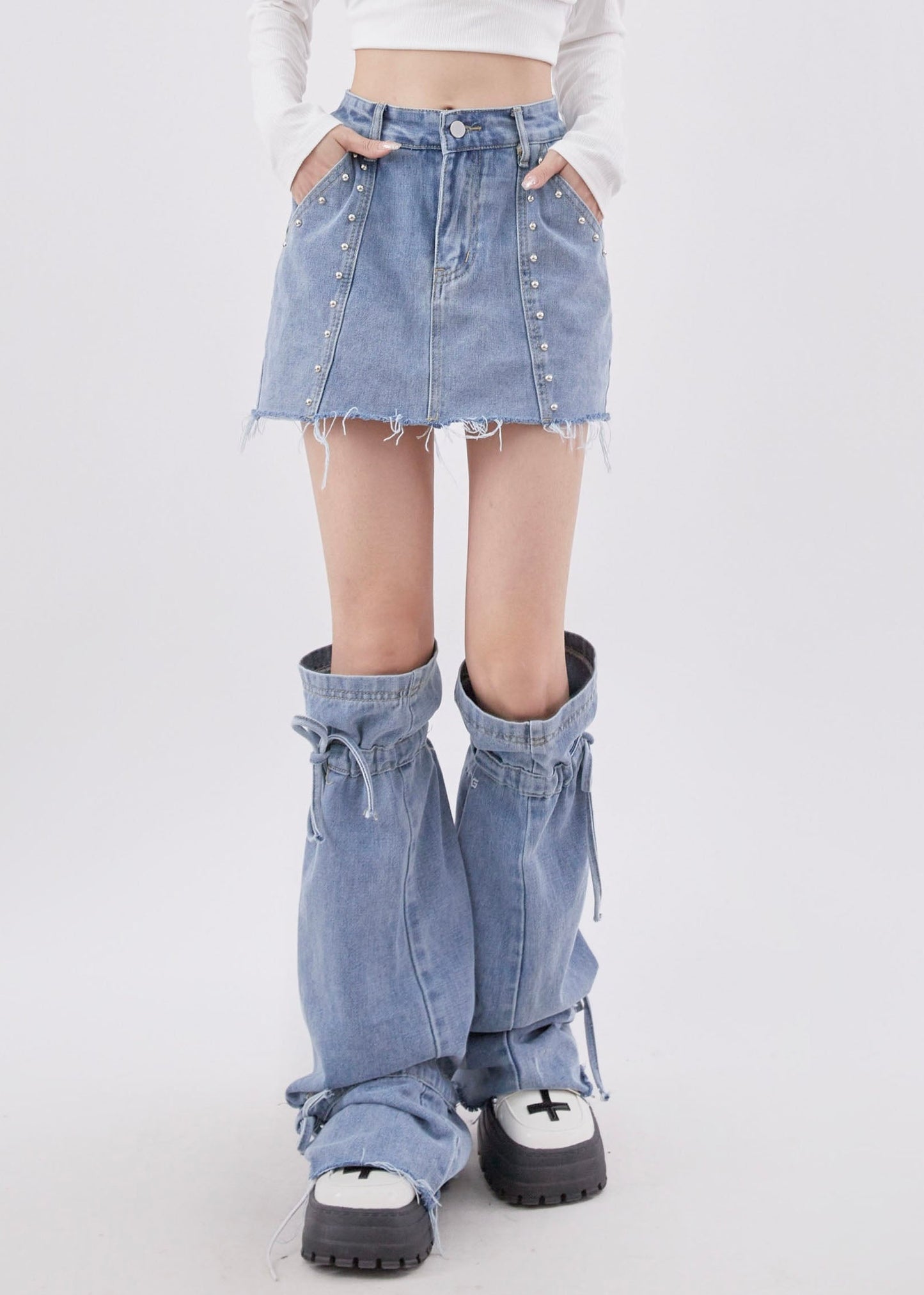 Ensemble deux pièces jupe courte en jean de style américain 2025 - Amawinc