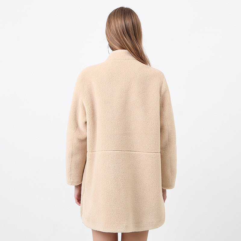 Damen Flauschige Fleecejacke mit elegantem Schnitt und praktischen Taschen Amawinc