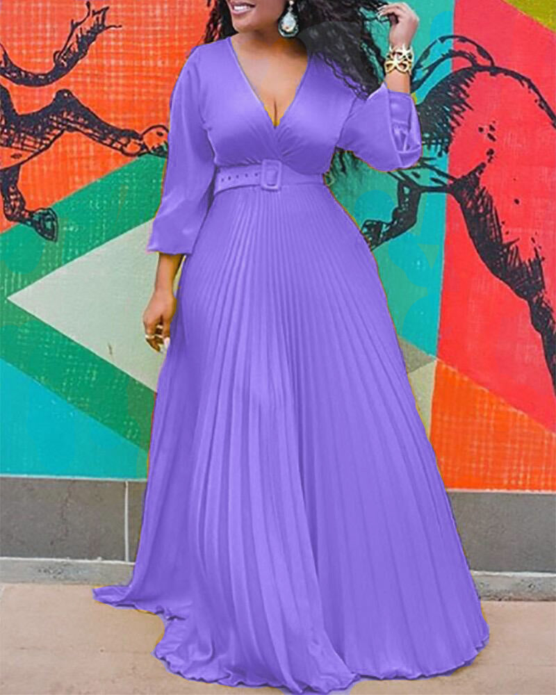 Elegantes Vintage Chiffon-Maxikleid von Fudus mit langen Ärmeln