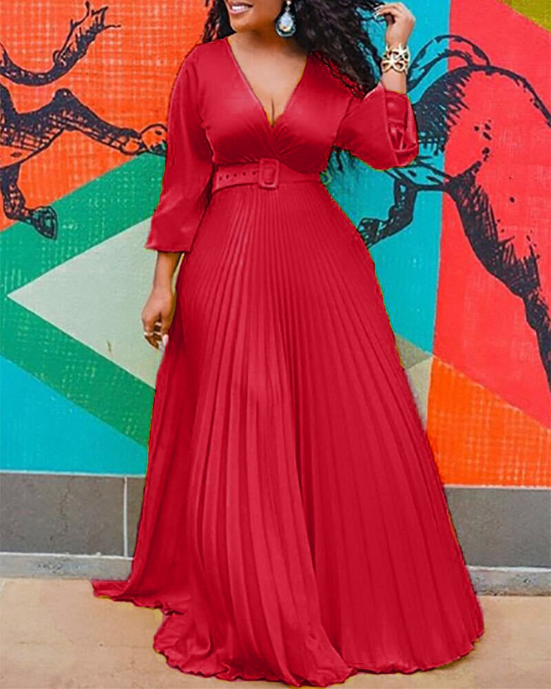 Elegantes Vintage Chiffon-Maxikleid von Fudus mit langen Ärmeln