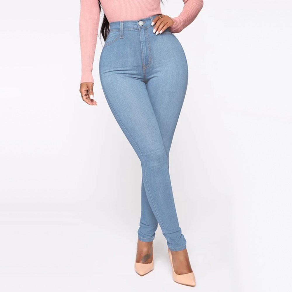 Damen Hoch geschnittene Skinny Jeans mit formenden Nähten Amawinc