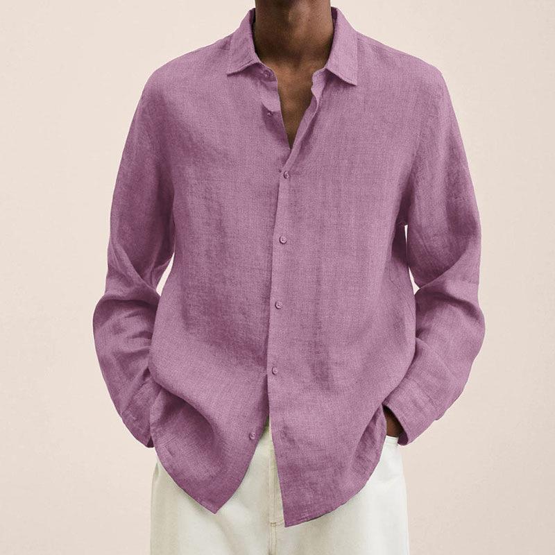 Nordisk Flair Chemise Homme Lin Décontractée Manches Longues Respirante Fibres Naturelles Marine