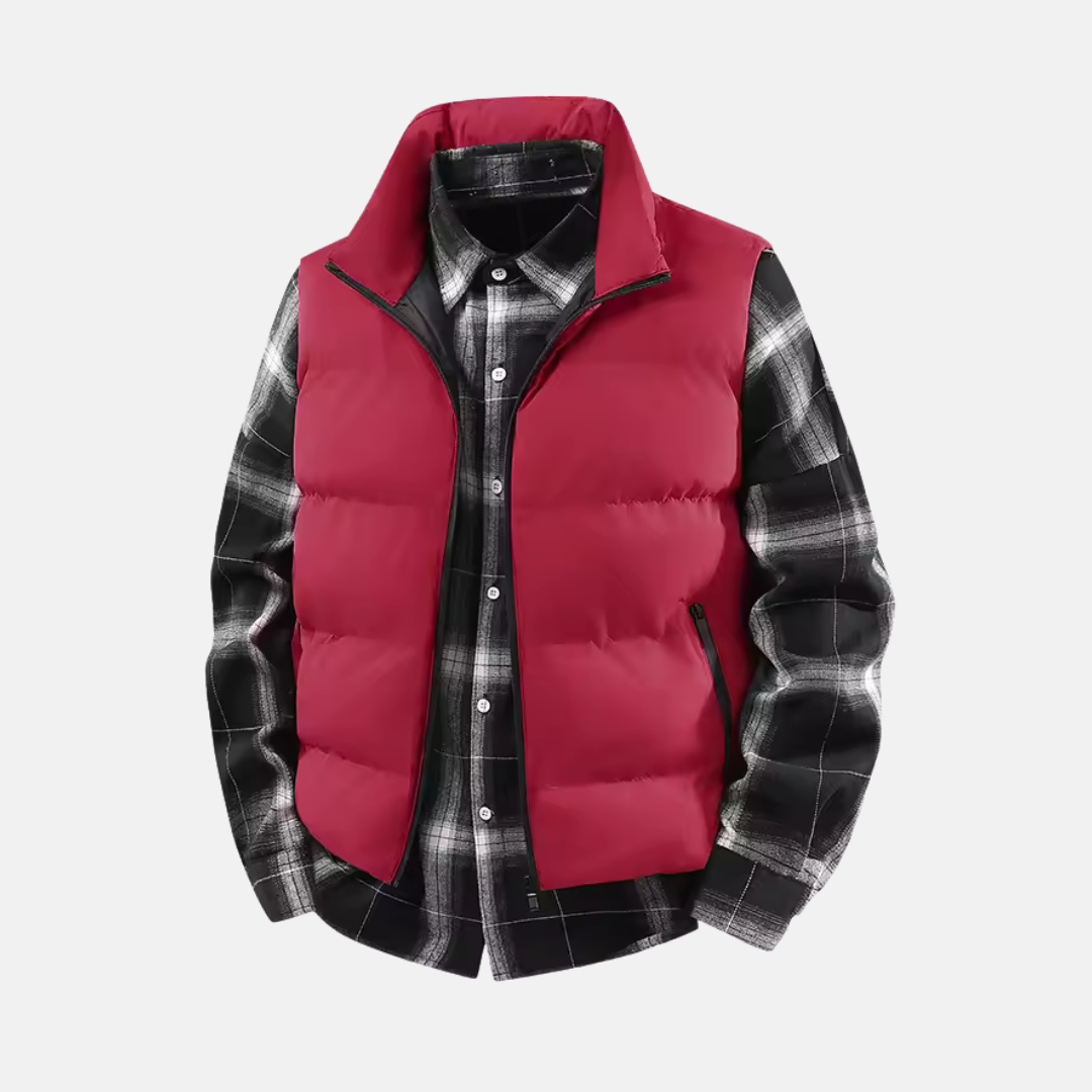 Veste Puffer Homme Matelassée Avec Isolation Quadrillée Pour Coupe Regular Confort Durable Col Debout Zip Amawinc