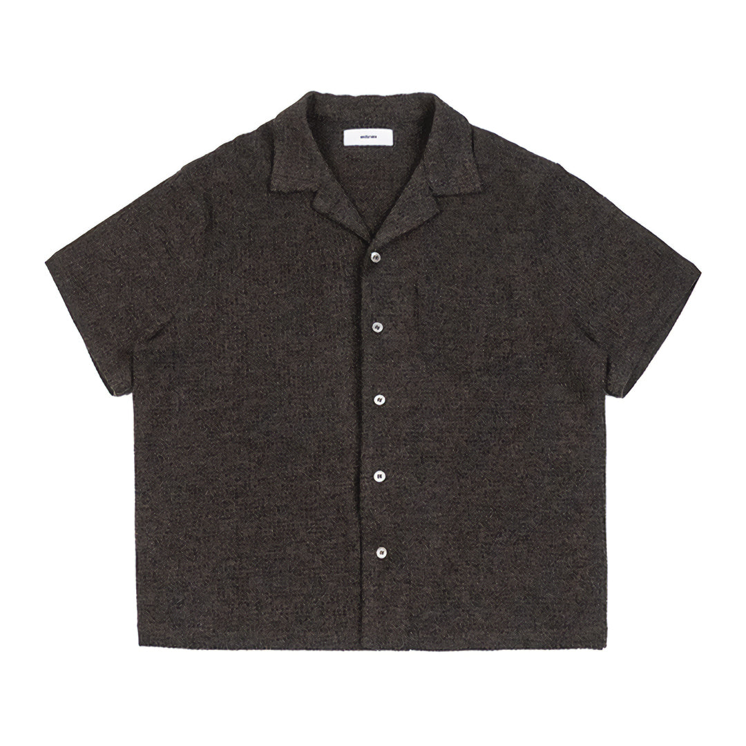 Chemise Tricotée Texturée À Col Camp Avec Poche Sur La Poitrine En Polyester Coupe Décontractée