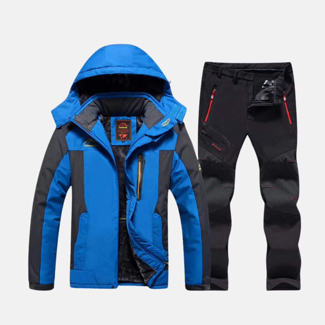 Ensemble Extérieur Pour Homme Amawinc Deux Pièces Veste Tissée Avec Doublure Polaire Capuche Ajustable Poches Zippées