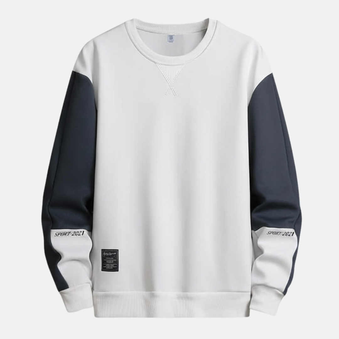 Sweatshirt Homme Coupe Décontractée Raglan Deux Tons Avec Bord Côtelé En Mélange Coton Doux Pour Tous Les Jours