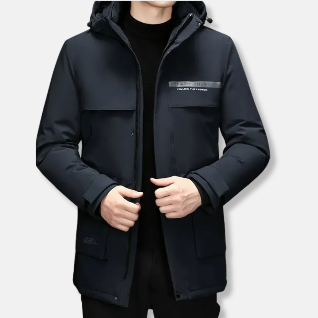 Amawinc Veste Homme Isolée À Capuche Coupe Décontractée Mi Longueur Pour Hiver Confortable Et Résistante