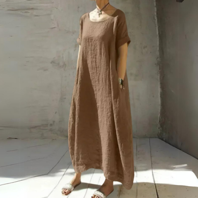Taupefarbenes Leinenkleid von Fudus im lässigen Stil