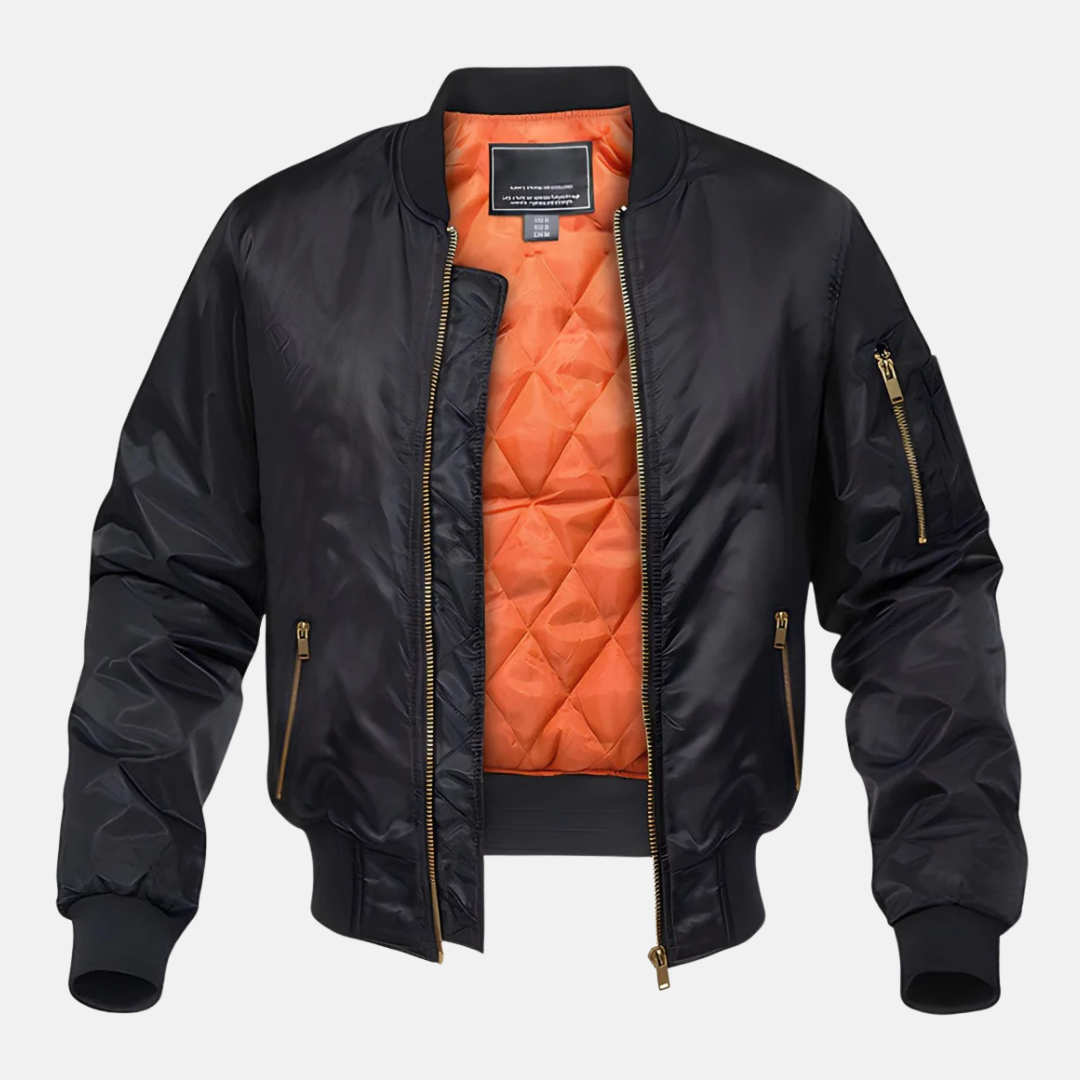Veste Bomber Homme Doublure Matelassée Poches Zippées Bord Côtelé Amawinc Chaude Pour Automne