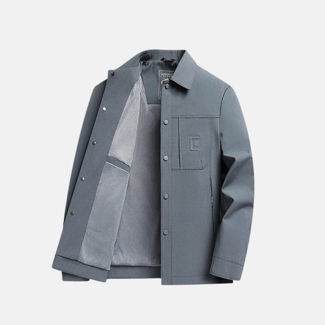 Veste Pour Homme En Tissu Tissé Classique Coupe Regular Avec Col Pointu Boutonnage Devant Et Poches Plaquées