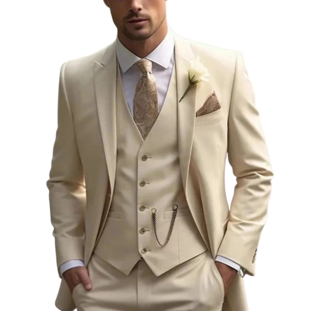 Costume Trois Pièces Slim Fit Pour Homme Pour Mariage Soirée Et Affaires Noir Cravate Élégant